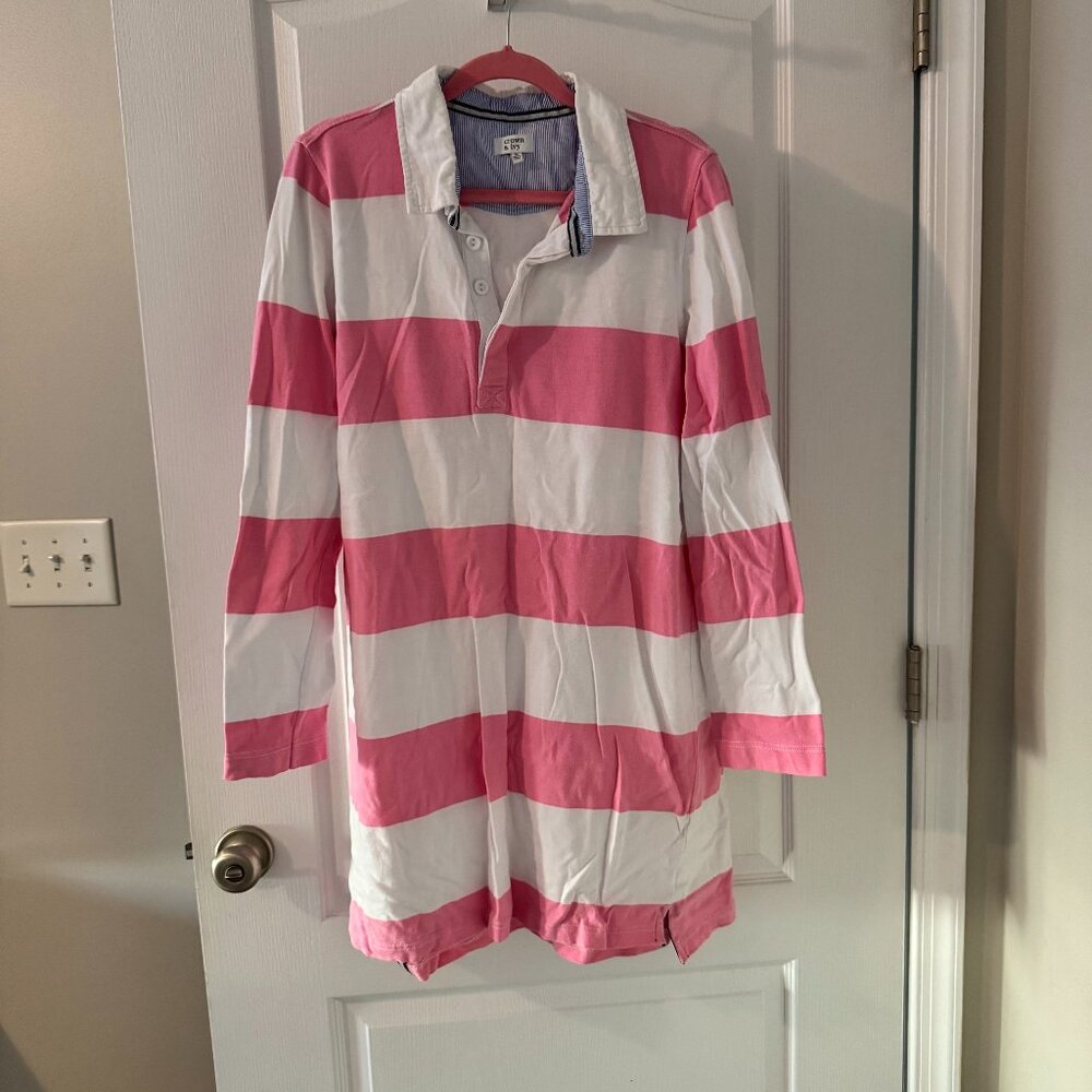 Pink and White Stripe Crown & Ivy Rugby Dress